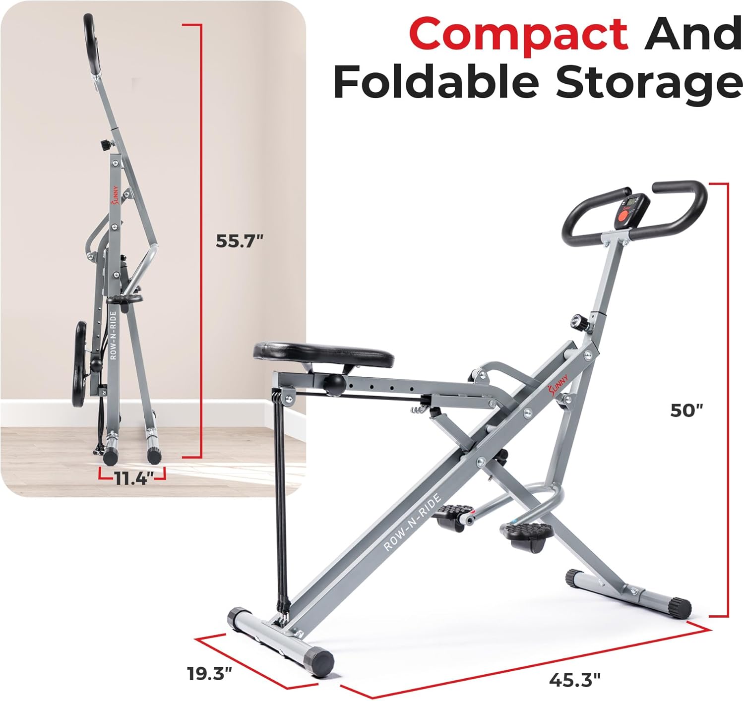 Sunny Health & Fitness Machine à ramer Upright Row-N-Ride