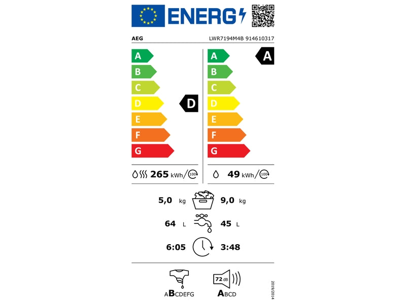 Lave-linge séchant AEG Series 7000 LWR7194M2B