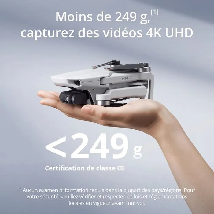 Drone - DJI - Mini 4K - Caméra UHD 4K - Stabilisation 3 Axes - 10 Km de Portée