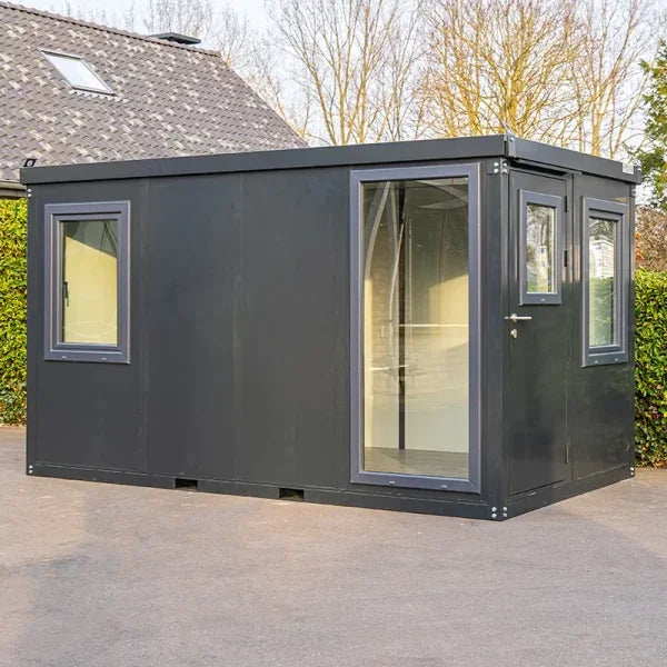 CONTAINER BUREAU ANTHRACITE 4X2M AVEC FENÊTRE COMPLÈTE