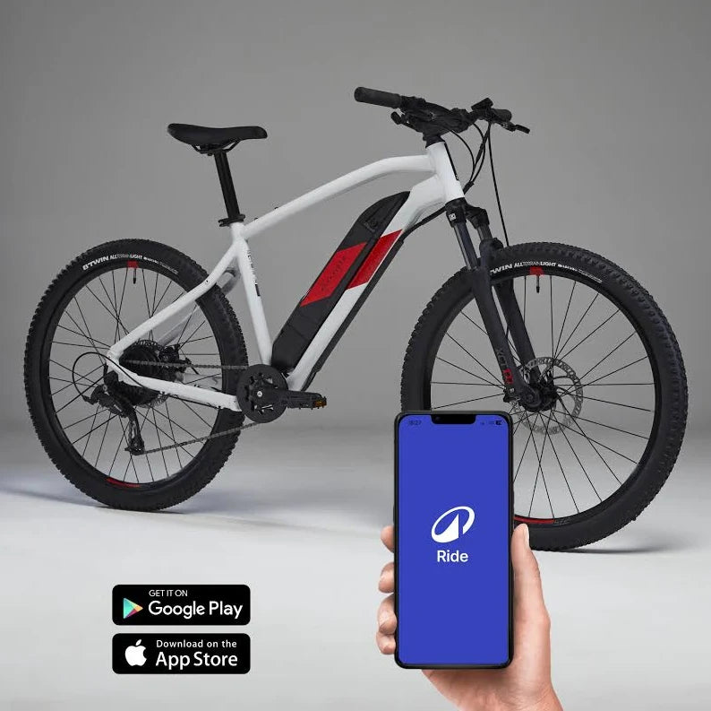 ROCKRIDER Vélo VTT électrique semi-rigide 27,5" - E-ST 100 Blanc Rouge